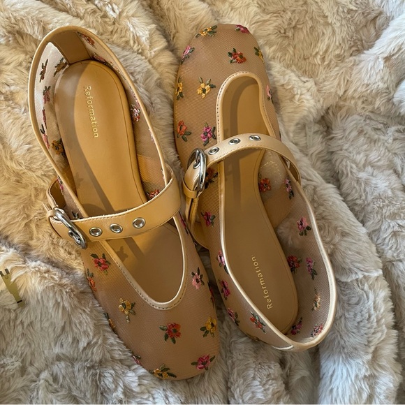 NEW Anthropologie Reformation Floral Embroidered Bethany Mesh Ballet Flats 7 US - Picture 12 of 12